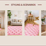 Ultra Soft Area Rug, Non Slip, Stain Resistant, Washable Area Rugs for Living Room, Bedroom, Chic Scalloped Elegance in Pink(Pink)