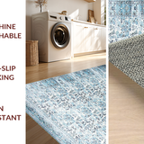 Ultra Soft Area Rug, Non Slip, Stain Resistant, Washable Area Rugs for Living Room, Bedroom, Elegant Contemporary Floral Aesthetic(Blue)