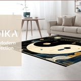 Ultra Soft Area Rug, Non Slip, Stain Resistant, Washable Area Rugs for Living Room, Bedroom, Tranquil Circular Harmony Design(Gold)