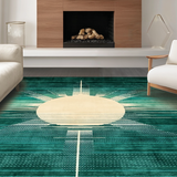 Ultra Soft Area Rug, Non Slip, Stain Resistant, Washable Area Rugs for Living Room, Bedroom, Rustic Sunburst Geometric Aesthetic(Blue)
