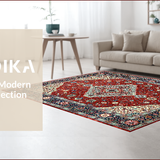 Ultra Soft Area Rug, Non Slip, Stain Resistant, Washable Area Rugs for Living Room, Bedroom, Elegant Ogee Pattern Aesthetic(Red)