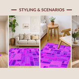 Ultra Soft Area Rug, Non Slip, Stain Resistant, Washable Area Rugs for Living Room, Bedroom, Whimsical Script with Elegant Flair(Purple)