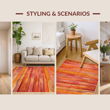 Ultra Soft Area Rug, Non Slip, Stain Resistant, Washable Area Rugs for Living Room, Bedroom, Eclectic Multicolor Ethnic Tapestry(Red)