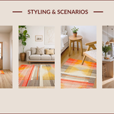Ultra Soft Area Rug, Non Slip, Stain Resistant, Washable Area Rugs for Living Room, Bedroom, Vibrant Abstract Rainbow Motif(Orange)