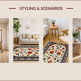 Ultra Soft Area Rug, Non Slip, Stain Resistant, Washable Area Rugs for Living Room, Bedroom, Floral Multi Color Outdoor Yoga Rug(White)