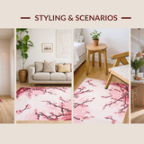 Ultra Soft Area Rug, Non Slip, Stain Resistant, Washable Area Rugs for Living Room, Bedroom, Artistic Minimalist Cherry Design(Pink)