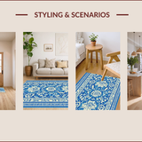 Ultra Soft Area Rug, Non Slip, Stain Resistant, Washable Area Rugs for Living Room, Bedroom, Floral Farmhouse Non-Shedding(Blue)