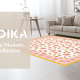 Ultra Soft Area Rug, Non Slip, Stain Resistant, Washable Area Rugs for Living Room, Bedroom, Delicate Microfiber Daisy Pattern(White)