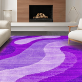 Ultra Soft Area Rug, Non Slip, Stain Resistant, Washable Area Rugs for Living Room, Bedroom, Contemporary Chic Fluid Pattern(Purple)