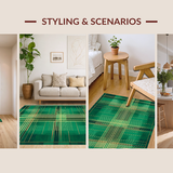 Ultra Soft Area Rug, Non Slip, Stain Resistant, Washable Area Rugs for Living Room, Bedroom, Emerald Geometric Luxe Display(Green)