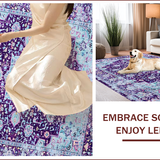 Ultra Soft Area Rug, Non Slip, Stain Resistant, Washable Area Rugs for Living Room, Bedroom, Whimsical Violet Ogee Pattern(Purple)