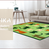 Ultra Soft Area Rug, Non Slip, Stain Resistant, Washable Area Rugs for Living Room, Bedroom, Vibrant Playful Creature Motif(Green)