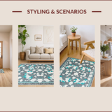 Ultra Soft Area Rug, Non Slip, Stain Resistant, Washable Area Rugs for Living Room, Bedroom, Contemporary Floral Modern(Gray)