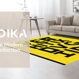 Ultra Soft Area Rug, Non Slip, Stain Resistant, Washable Area Rugs for Living Room, Bedroom, Sleek Minimalist Word Art Style(Yellow)