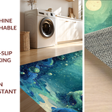 Ultra Soft Area Rug, Non Slip, Stain Resistant, Washable Area Rugs for Living Room, Bedroom, Marine Life Accent Rug - Sea Creature Art Decorative Carpet(Blue)