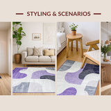 Ultra Soft Area Rug, Non Slip, Stain Resistant, Washable Area Rugs for Living Room, Bedroom, Sophisticated Symmetrical Artistry(Purple)