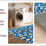 Ultra Soft Area Rug, Non Slip, Stain Resistant, Washable Area Rugs for Living Room, Bedroom, Boho Vintage Floral(Blue)