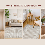 Ultra Soft Area Rug, Non Slip, Stain Resistant, Washable Area Rugs for Living Room, Bedroom, Elegant Earthy Border Design(Beige)