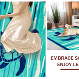 Ultra Soft Area Rug, Non Slip, Stain Resistant, Washable Area Rugs for Living Room, Bedroom, Rustic Oceanic Animal Design(Blue)