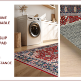 Ultra Soft Area Rug, Non Slip, Stain Resistant, Washable Area Rugs for Living Room, Bedroom, Vibrant Boho Tiled Arrangement(Red)