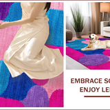 Ultra Soft Area Rug, Non Slip, Stain Resistant, Washable Area Rugs for Living Room, Bedroom, Modern Playful Organic Shapes(Pink)