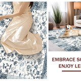 Ultra Soft Area Rug, Non Slip, Stain Resistant, Washable Area Rugs for Living Room, Bedroom, Artful Distressed Geometric Aesthetic(White)