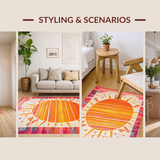 Ultra Soft Area Rug, Non Slip, Stain Resistant, Washable Area Rugs for Living Room, Bedroom, Vibrant Playful Color Splash Design(Orange)