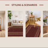 Ultra Soft Area Rug, Non Slip, Stain Resistant, Washable Area Rugs for Living Room, Bedroom, Elegant Warm Tones Design(Red)