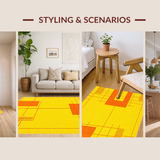 Ultra Soft Area Rug, Non Slip, Stain Resistant, Washable Area Rugs for Living Room, Bedroom, Eclectic Abstract Design Elements(Yellow)