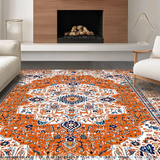 Ultra Soft Area Rug, Non Slip, Stain Resistant, Washable Area Rugs for Living Room, Bedroom, Whimsical Earthy Petal Arrangement(Orange)