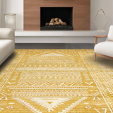 Ultra Soft Area Rug, Non Slip, Stain Resistant, Washable Area Rugs for Living Room, Bedroom, Artistic Mustard Floral Composition(Gold)