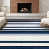 Ultra Soft Area Rug, Non Slip, Stain Resistant, Washable Area Rugs for Living Room, Bedroom, Warm Beachy Striped Elegance(Blue)