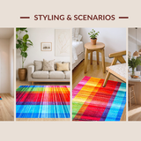 Ultra Soft Area Rug, Non Slip, Stain Resistant, Washable Area Rugs for Living Room, Bedroom, Dynamic Abstract Colorful Lines(Red)