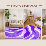 Ultra Soft Area Rug, Non Slip, Stain Resistant, Washable Area Rugs for Living Room, Bedroom, Creative Eclectic Dreamy Patterns(Purple)
