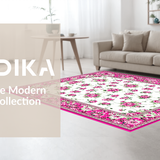 Ultra Soft Area Rug, Non Slip, Stain Resistant, Washable Area Rugs for Living Room, Bedroom, Graceful Nature-Inspired Design(White)