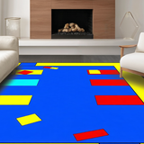 Ultra Soft Area Rug, Non Slip, Stain Resistant, Washable Area Rugs for Living Room, Bedroom, Colorful Whimsical Geometric Motif(Yellow)