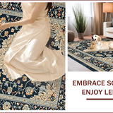Ultra Soft Area Rug, Non Slip, Stain Resistant, Washable Area Rugs for Living Room, Bedroom, Distressed Vintage Floral Grey Brown Living Room Rug(Blue)