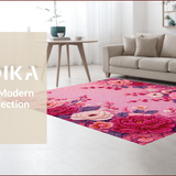 Ultra Soft Area Rug, Non Slip, Stain Resistant, Washable Area Rugs for Living Room, Bedroom, Charming Absorbent Floral Bath Carpet for Chic Decor(Pink)