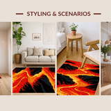 Ultra Soft Area Rug, Non Slip, Stain Resistant, Washable Area Rugs for Living Room, Bedroom, Energetic Volcano Inspired Motif(Red)