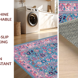 Ultra Soft Area Rug, Non Slip, Stain Resistant, Washable Area Rugs for Living Room, Bedroom, Timeless Vibrant Lattice Composition(Blue)