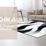 Ultra Soft Area Rug, Non Slip, Stain Resistant, Washable Area Rugs for Living Room, Bedroom, Stylish Black Minimalist Design(Gray)