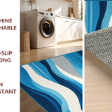 Ultra Soft Area Rug, Non Slip, Stain Resistant, Washable Area Rugs for Living Room, Bedroom, Serene Coastal Abstract Design(Blue)