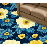 Ultra Soft Area Rug, Non Slip, Stain Resistant, Washable Area Rugs for Living Room, Bedroom, Contemporary Rustic Floral Patterns(Blue)