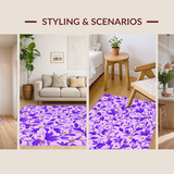 Ultra Soft Area Rug, Non Slip, Stain Resistant, Washable Area Rugs for Living Room, Bedroom, Whimsical Abstract Round Design Flair(Purple)