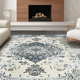 Ultra Soft Area Rug, Non Slip, Stain Resistant, Washable Area Rugs for Living Room, Bedroom, Cozy Earthy Toned Floral Design(Gray)