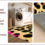 Ultra Soft Area Rug, Non Slip, Stain Resistant, Washable Area Rugs for Living Room, Bedroom, Bold Pink Leopard Print Bedroom Accent Rug(Beige)