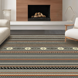 Ultra Soft Area Rug, Non Slip, Stain Resistant, Washable Area Rugs for Living Room, Bedroom, Elegant Southwestern Patterned Motif(Gray)