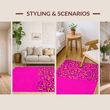 Ultra Soft Area Rug, Non Slip, Stain Resistant, Washable Area Rugs for Living Room, Bedroom, Charming Colorful Jungle Theme(Pink)