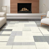 Ultra Soft Area Rug, Non Slip, Stain Resistant, Washable Area Rugs for Living Room, Bedroom, Sleek Black and Ivory Pattern(Black)