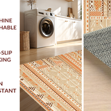 Ultra Soft Area Rug, Non Slip, Stain Resistant, Washable Area Rugs for Living Room, Bedroom, Rustic Diamond Lattice Motif(Orange)
